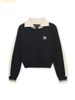  Áo Half-Zip MLB Women's Sporty Varsity Sleeve Contrast Half-Zip Sweater NY (Black) 3FKPV0444-50BKS 