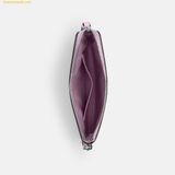  Ví Dài Coach Corner Zip Wristlet In Signature Leather With Heart Charm Silver Light Violet CDF04 