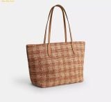  Túi Tote Coach City Tote Bag With Gingham Print Tan CES22 
