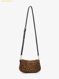  Túi Đeo Vai Michael Kors MK Carmela Small Cheetah Print Calf Hair and Leather Satchel Màu Đen Da Beo 