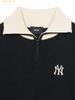  Áo Half-Zip MLB Women's Sporty Varsity Sleeve Contrast Half-Zip Sweater NY (Black) 3FKPV0444-50BKS 
