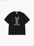  Áo Phông ADLV Stripe Rabbit Short Sleeve T-Shirt Đen 