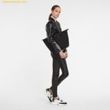  Túi Tote Longchamp Le Pliage Green Size L Tote bag Black Noir - Recycled canvas Đen 