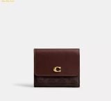  Ví Thẻ Coach Mila Small Flap Wallet In Signature Canvas Maple CAT56 