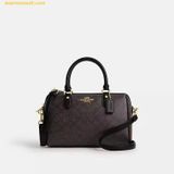  Túi Xách Dáng Trống Coach Rowan Satchel Bag In Signature Canvas Black CV961 