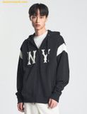  Áo Hoodie Zip MLB Sporty Varsity Shoulder Contrast Hooded Zip-Up NY (Black) 3ATRV0144-50BKS 