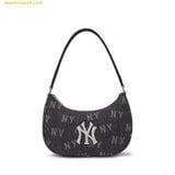  Túi Đeo Vai MLB Monogram Denim Hobo Bag New York Yankees - Đen 3ABQS224N-50NYD 