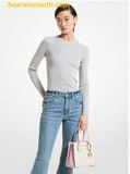  Túi Tote Vuông Michael Kors Mercer Medium Logo and Leather Accordion Crossbody Bag Trắng Logo Viền Hồng - 35S1GM9M2B 