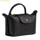  Túi Xách Longchamp Le Pliage City Pouch With Handle Size Mini Noir Black (Da) 
