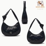  Túi Đeo Vai MLB Classic Monogram Crack Embo Hobo Bag New York Yankees Boston Redsox 3Abqmv15N Màu Đen / Trắng / Xám 