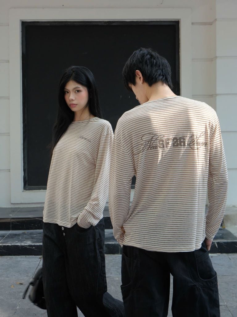 Áo Thun Dài Tay Co Giãn Kẻ Sọc Ngang NEWSEVEN Relaxed Longsleeve ADT.550