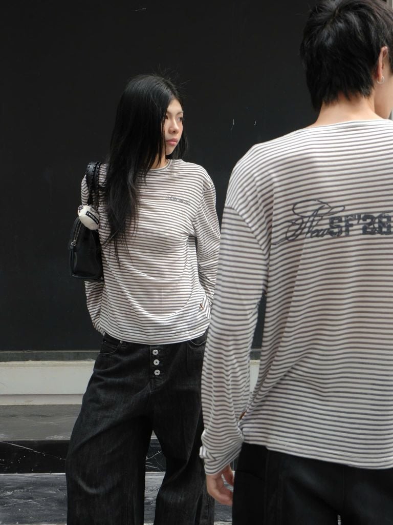 Áo Thun Dài Tay Co Giãn Kẻ Sọc Ngang NEWSEVEN Relaxed Longsleeve ADT.550
