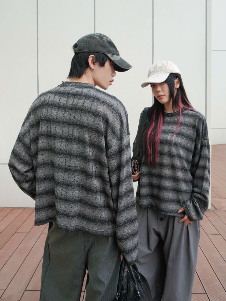 Áo Len Kẻ Sọc NEWSEVEN Destroyed Striped Shirts ADT.561