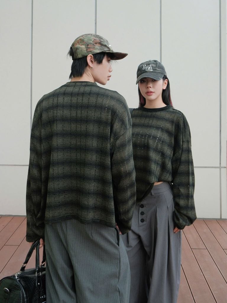 Áo Len Kẻ Sọc NEWSEVEN Destroyed Striped Shirts ADT.561