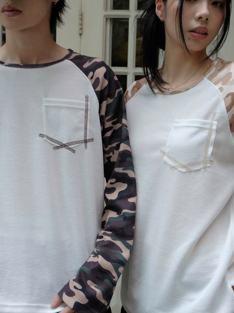 Áo Thun Dài Tay Phối Camo NEWSEVEN Raglan Waffle Longsleeve Camo ADT.542
