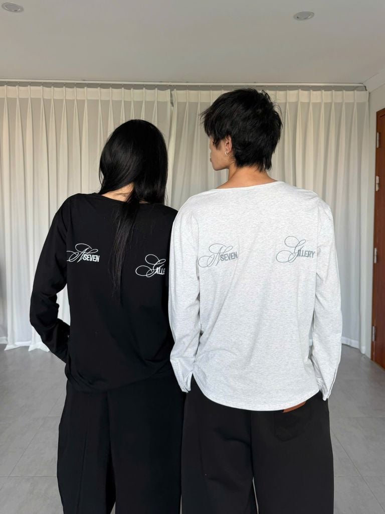 Áo Thun Dài Tay Thêu Chữ Nseven Gallery NEWSEVEN Button Henley ADT.547