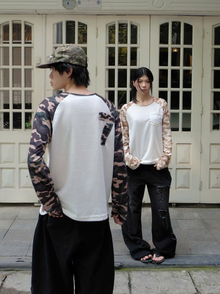 Áo Thun Dài Tay Phối Camo NEWSEVEN Raglan Waffle Longsleeve Camo ADT.542