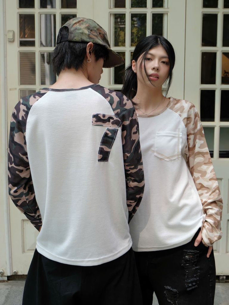 Áo Thun Dài Tay Phối Camo NEWSEVEN Raglan Waffle Longsleeve Camo ADT.542