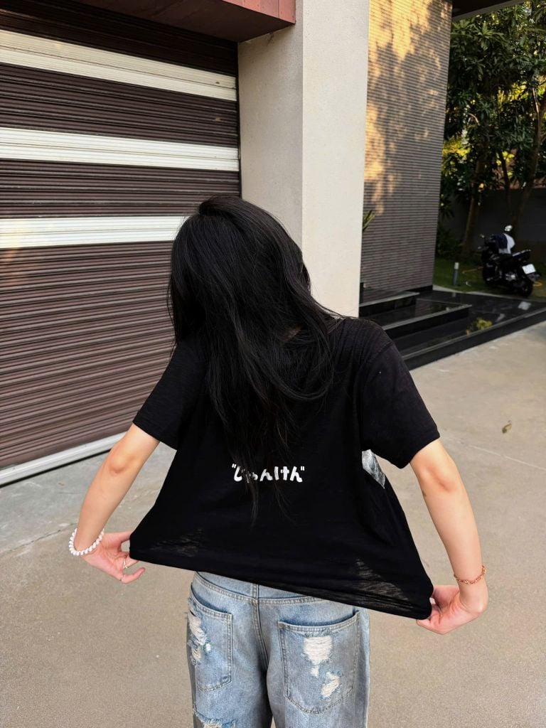 Áo Thun Xước NEWSEVEN “rock scissor paper” Boxy tee NAT.536