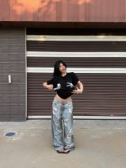Áo Thun Xước NEWSEVEN “rock scissor paper” Boxy tee NAT.536