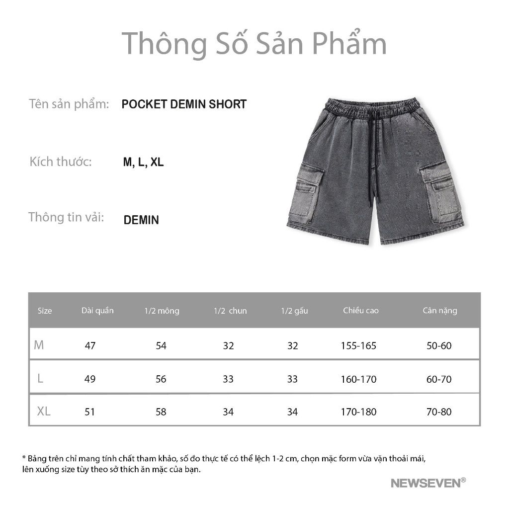 Quần Short Denim Túi Hộp NEWSEVEN Pockets Denim QS.344