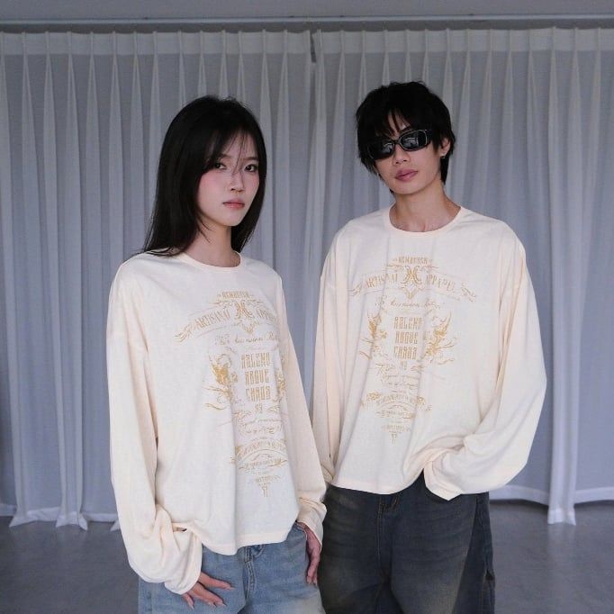 Áo Thun Dài Tay Form Rộng Vải Xước Họa Tiết Đối Xứng NEWSEVEN Untamed Long-sleeved ADT.541