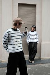 Áo Len Dệt Dài Tay SHIELD STRIPED CROP KNIT NEWSEVEN NAD.494
