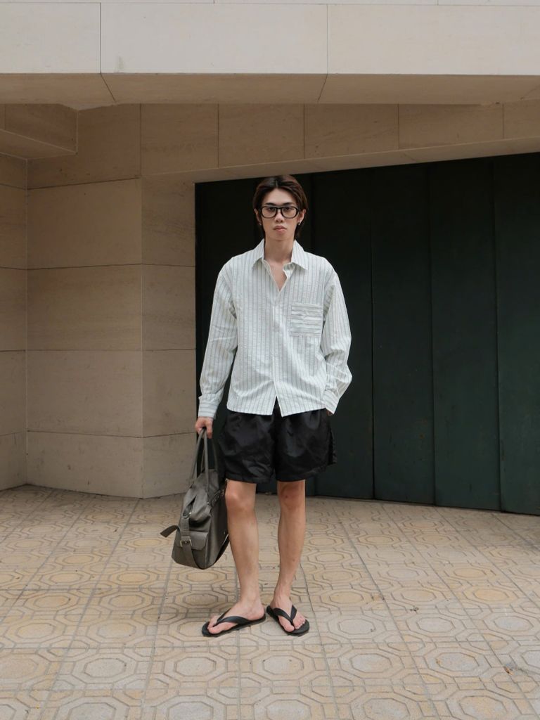 Áo Sơ Mi Dài Tay Kẻ Sọc NEWSEVEN Soft Sage Stripe Shirt NSM.518