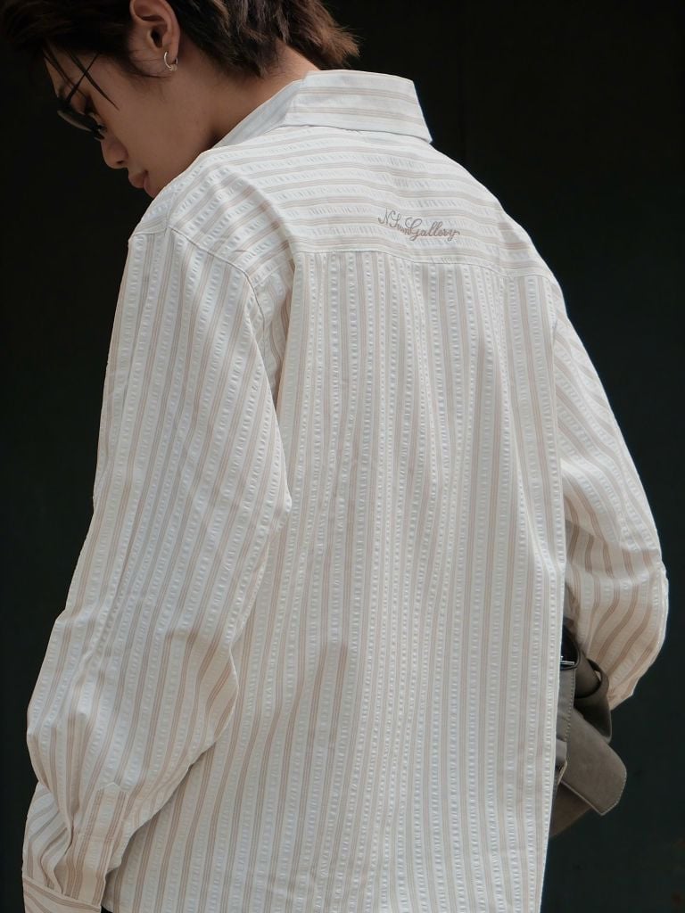 Áo Sơ Mi Dài Tay Kẻ Sọc NEWSEVEN Soft Sage Stripe Shirt NSM.518