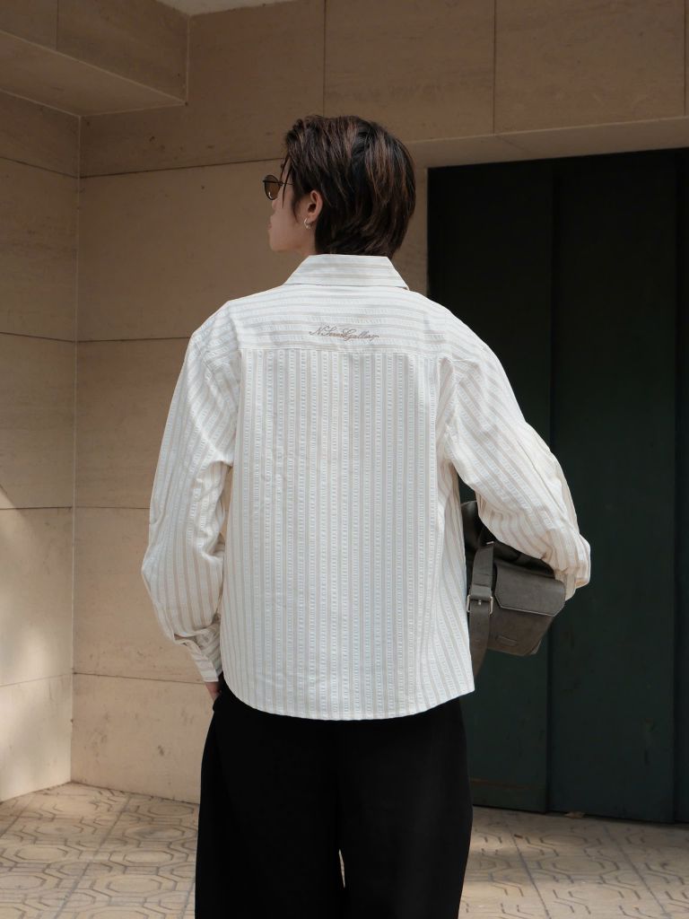 Áo Sơ Mi Dài Tay Kẻ Sọc NEWSEVEN Soft Sage Stripe Shirt NSM.518
