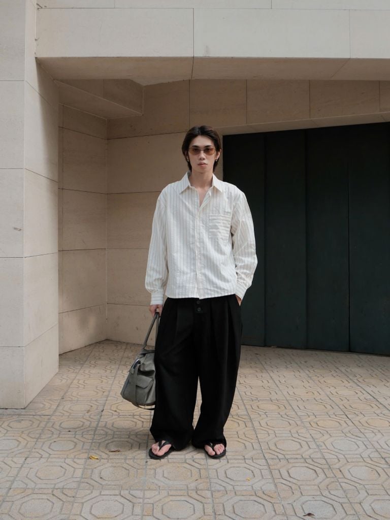 Áo Sơ Mi Dài Tay Kẻ Sọc NEWSEVEN Soft Sage Stripe Shirt NSM.518
