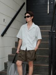 Áo Sơ Mi Kẻ Sọc Cộc Tay NEWSEVEN Soft Sage Stripe Shirt NSM.517