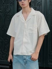 Áo Sơ Mi Kẻ Sọc Cộc Tay NEWSEVEN Soft Sage Stripe Shirt NSM.517