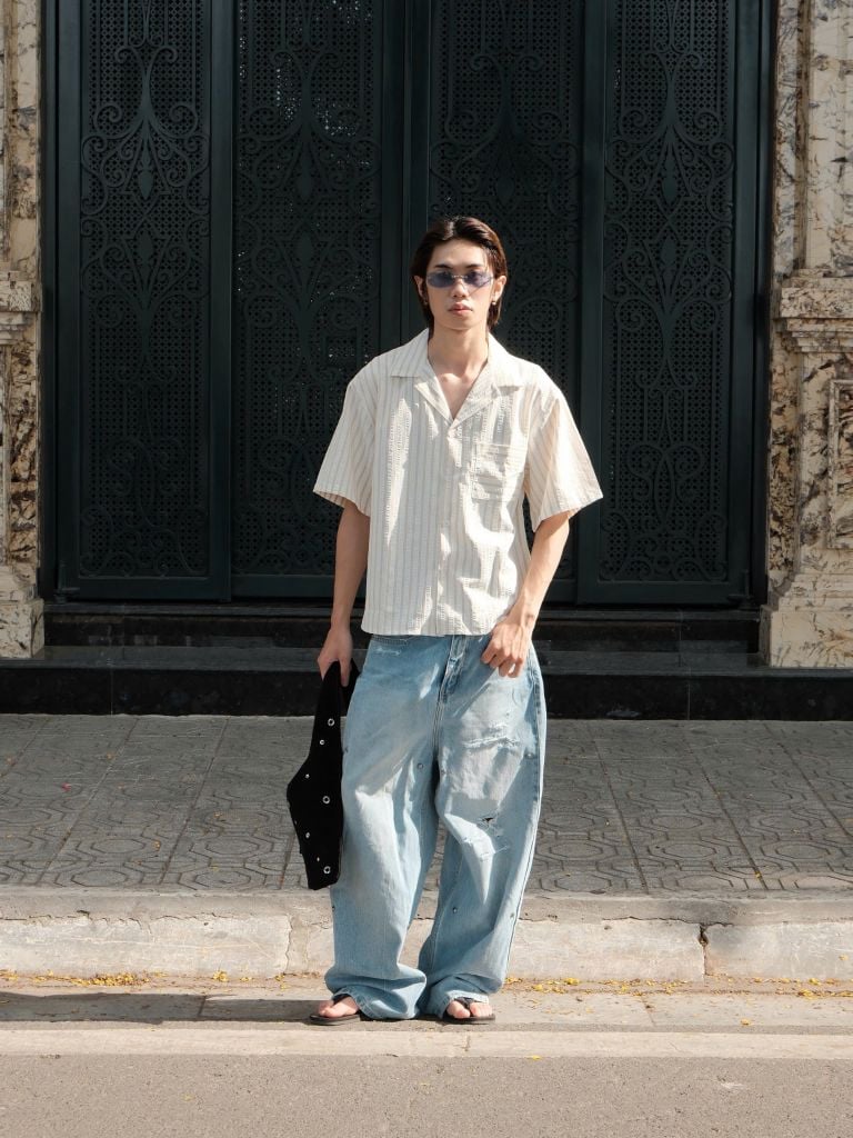 Áo Sơ Mi Kẻ Sọc Cộc Tay NEWSEVEN Soft Sage Stripe Shirt NSM.517