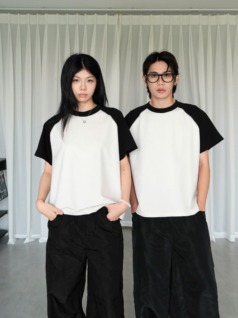 Áo Thun Phối Tay Newseven Raglan Boxy Tee NAT.512
