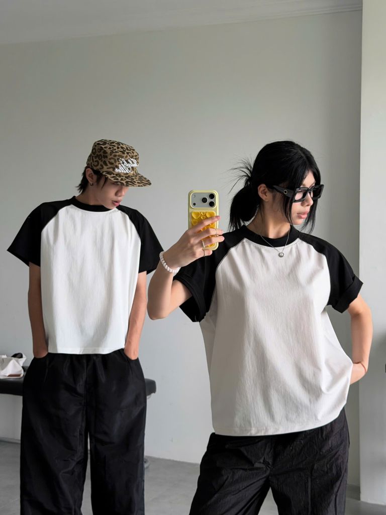 Áo Thun Phối Tay Newseven Raglan Boxy Tee NAT.512