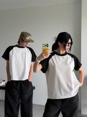 Áo Thun Phối Tay Newseven Raglan Boxy Tee NAT.512