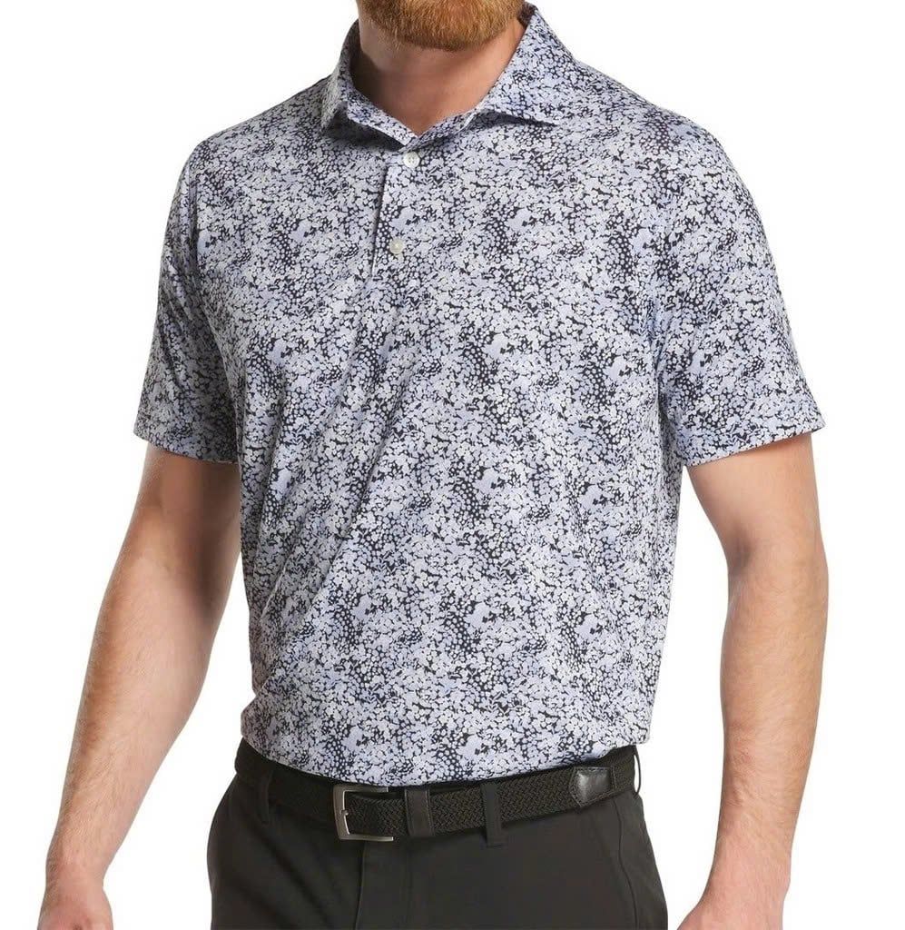 Áo golf nam tay ngắn Garden Print Lisle Periwinkle 37462 | FootJoy