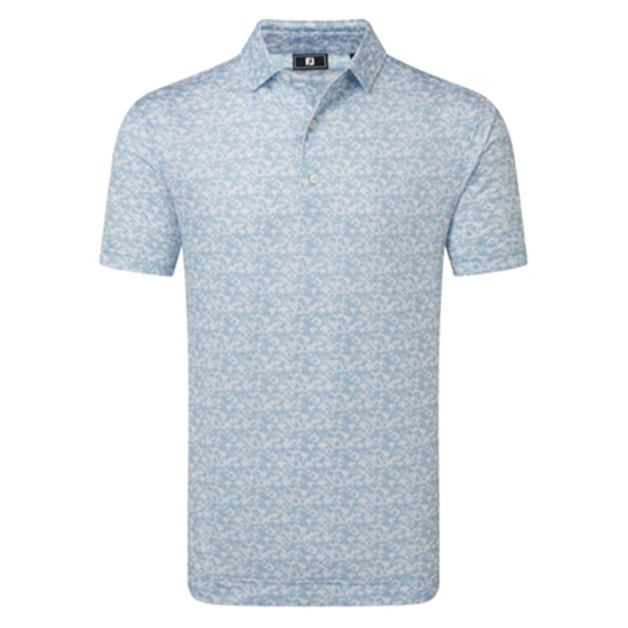 Áo Golf Tay Ngắn FootJoy Hidden Palm Print Lisle Self Collar 39467 | F