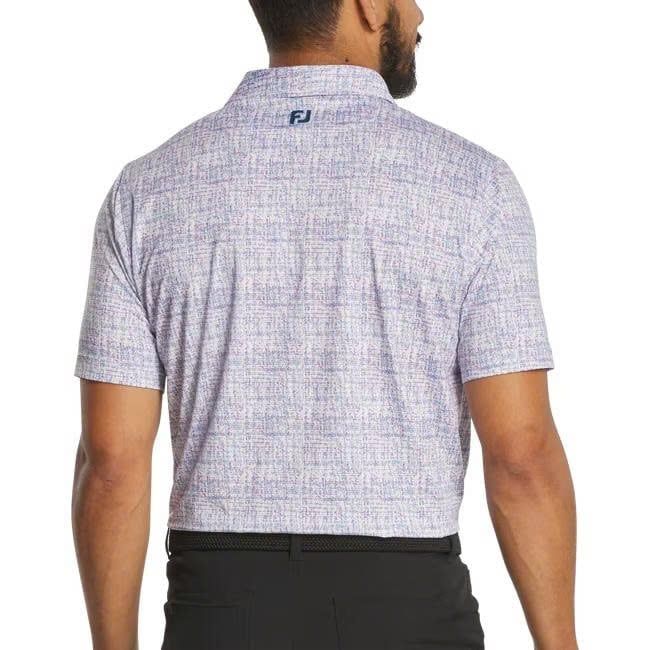 Áo golf nam tay ngắn Tweed Print Lisle White / High Tide 37473 | FootJ