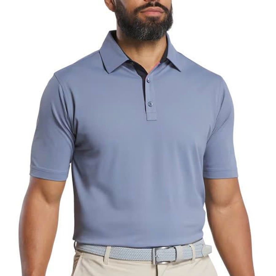 Áo Golf Tay Ngắn FootJoy Solid Pique with Trim, Banded Sleeve Self Col