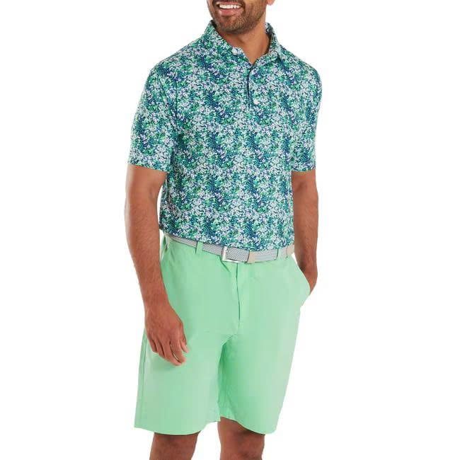 Áo golf nam tay ngắn Garden Print Lisle Navy 37461 | FootJoy