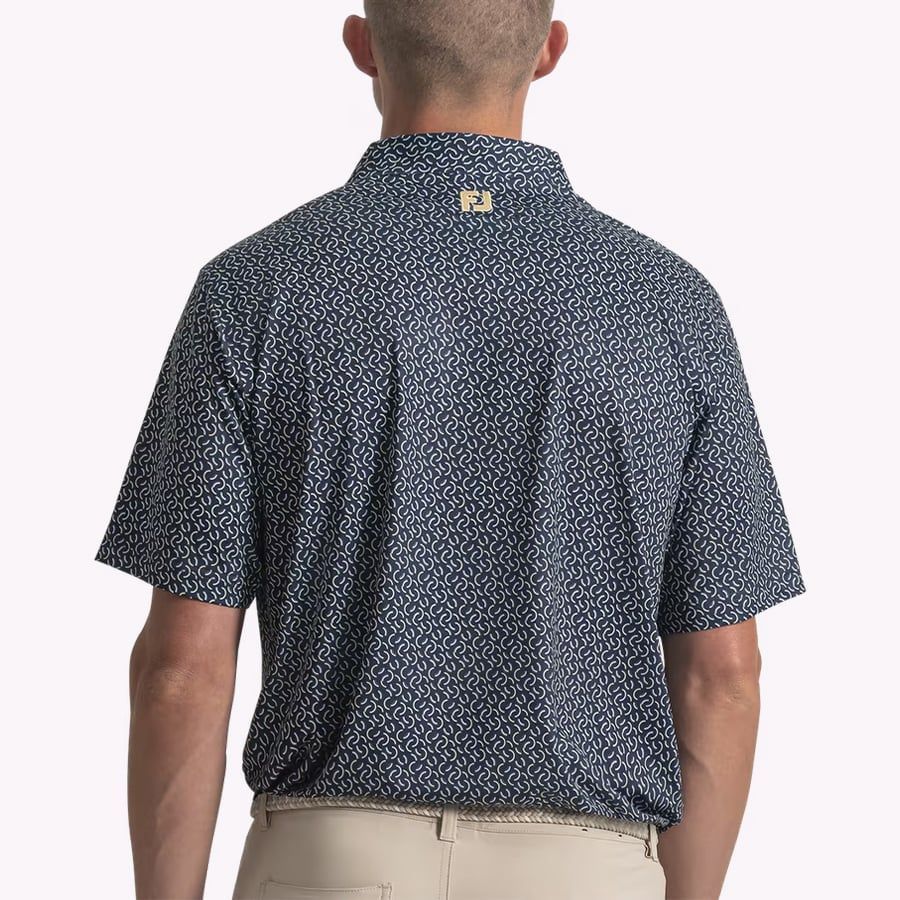 Áo Golf Tay Ngắn Wave Print Lisle Self Collar 39495 | Footj