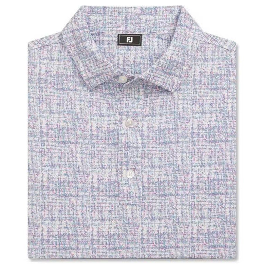 Áo golf nam tay ngắn Tweed Print Lisle White / High Tide 37473 | FootJ