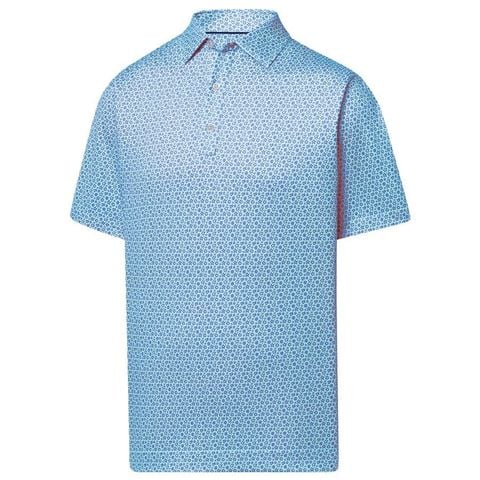 Áo golf nam tay ngắn Allover Floral Lisle Blue/Aqua 31493  | FootJoy