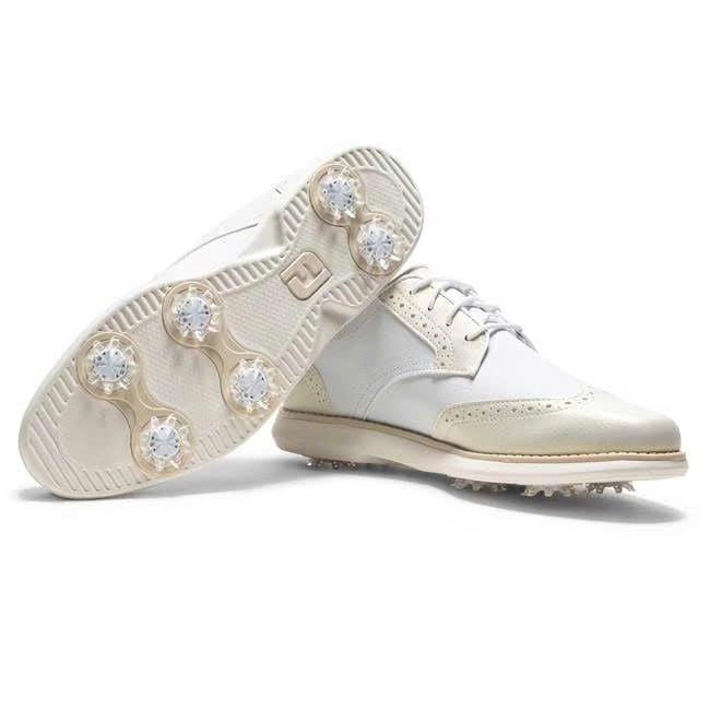 Giày golf nữ FJ FF W TRADITIONS WHT/WHT/GLD 97940 MEGA SALE | FootJoy