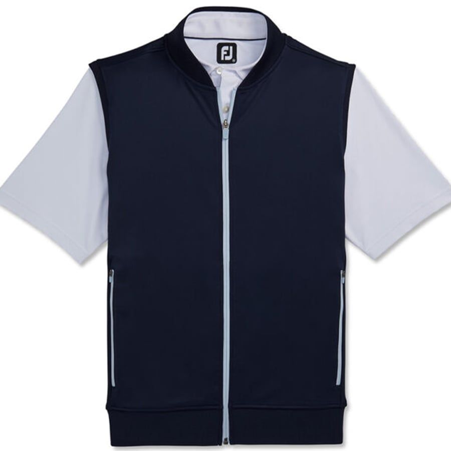 Áo Golf Tay Ngắn FootJoy Double Jersey Knit Full Zip Vest w Rib Accent