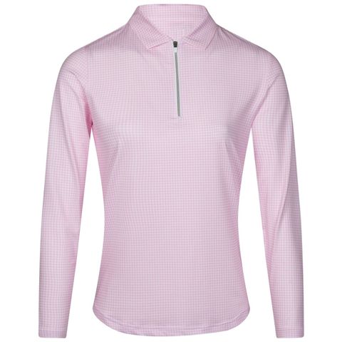 Áo golf nữ tay dài LS Houndstooth Print Sun Protection Shirt Pink 87339 | FootJoy