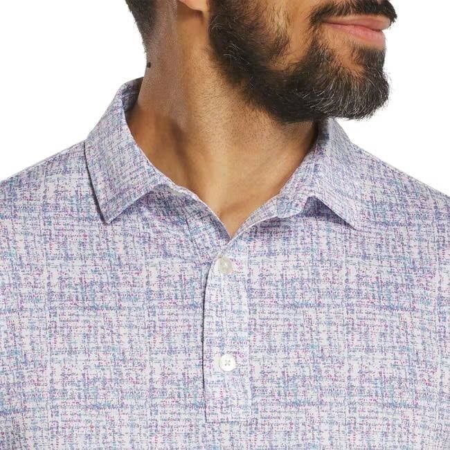 Áo golf nam tay ngắn Tweed Print Lisle White / High Tide 37473 | FootJ