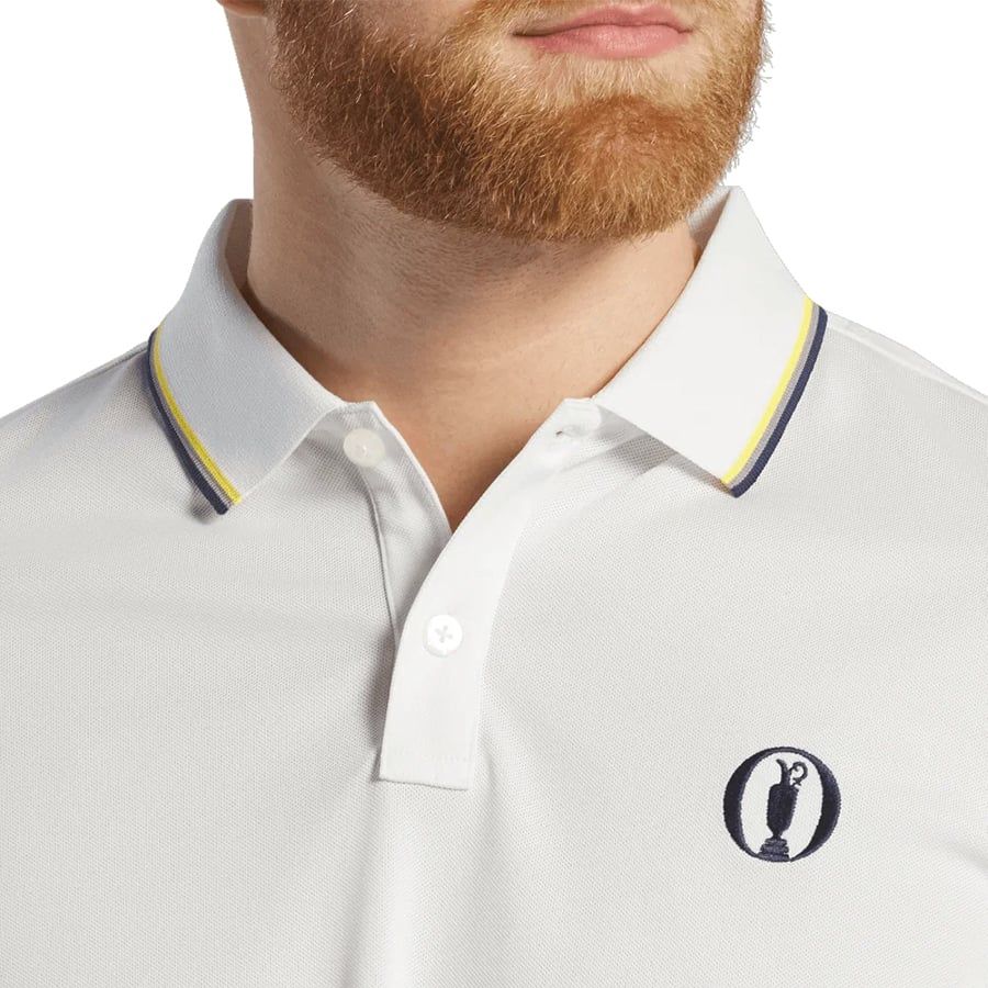Áo Golf Tay Ngắn FootJoy Eu Sld W Trim Pique Wht W Yllw 32533 | FootJo